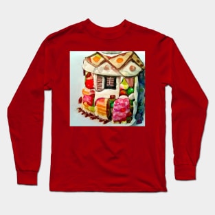 A house made of cake and candies watercolor Long Sleeve T-Shirt